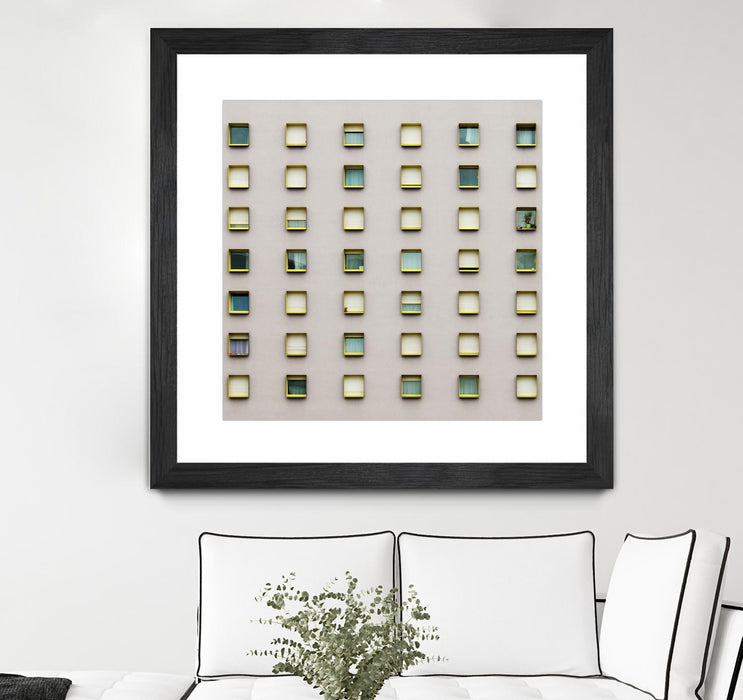 Œuvre d’art murale encadrée noire et mate « Windows Ii » 36 x 36