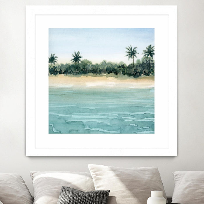 Œuvre d’art murale encadrée blanche et mate « Paradis Ii » 30 x 30