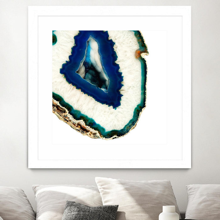 Œuvre d’art murale encadrée blanche et mate « Mediterranean Agate A » 30 x 30