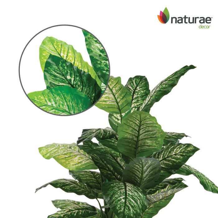 Dieffenbachia artificiel de 47 po en pot noir