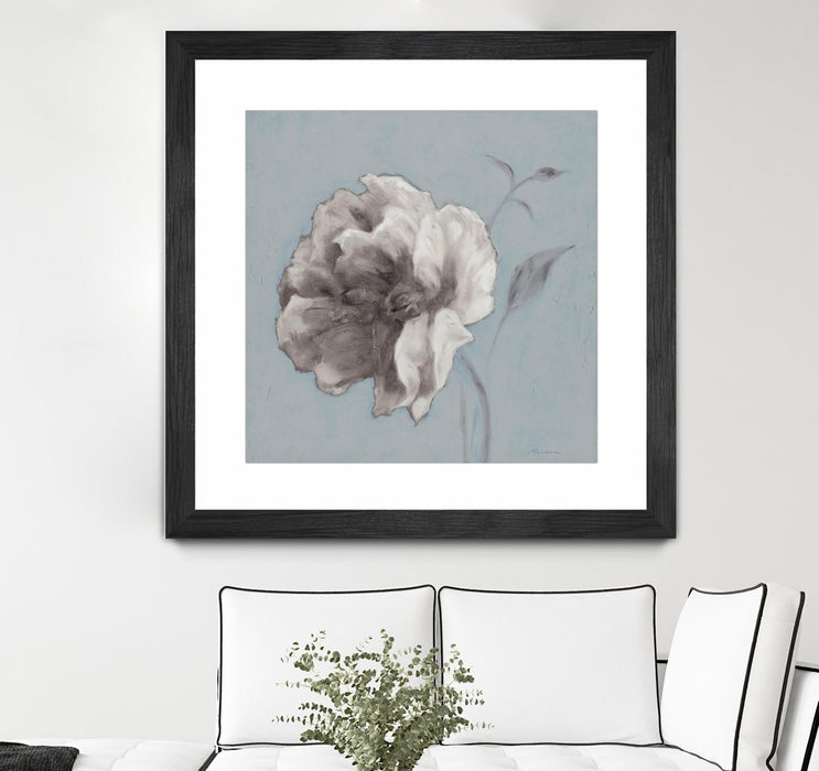 Œuvre d’art murale encadrée noire et mate « Floral Symposium Ii » 30 x 30