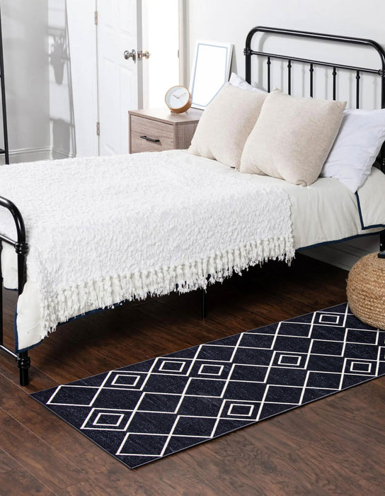 Carpette Kenza bleue lavable à la machine - 2 pi 6 po x 8 pi 0 po