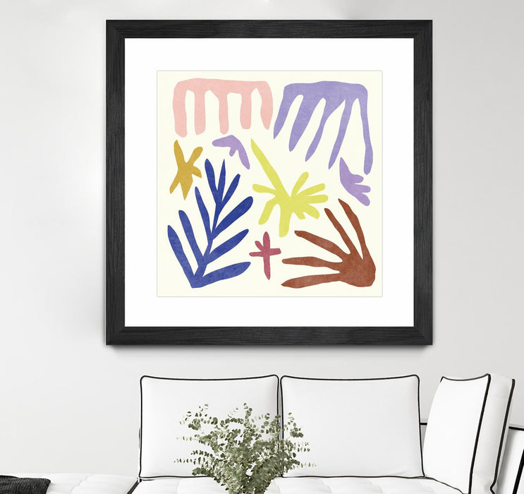 Œuvre d’art murale encadrée noire et mate « Coral Construction Ii » 36 x 36