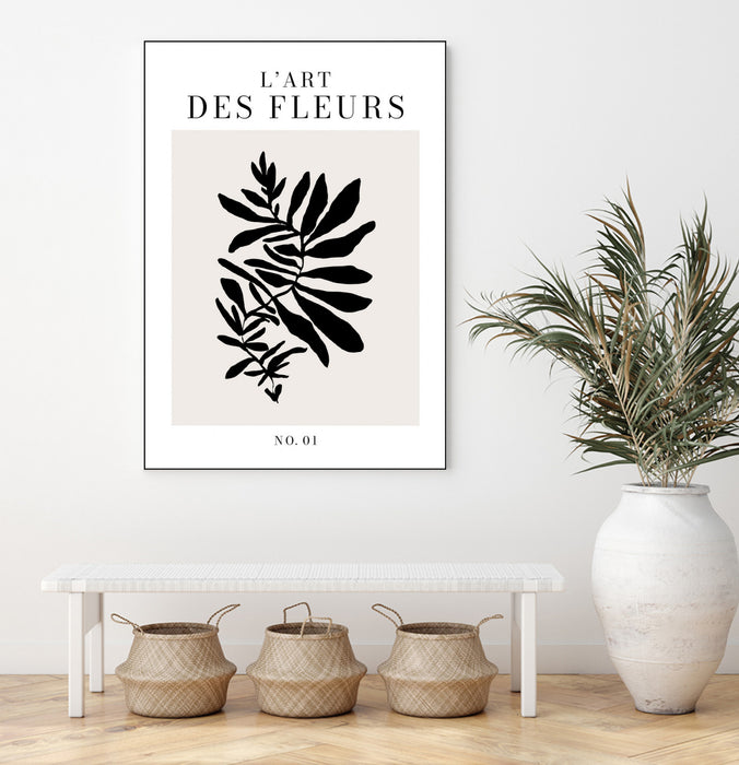 Œuvre d’art murale sur toile encadrée noire « L'art Des Fleurs » 24 x 36