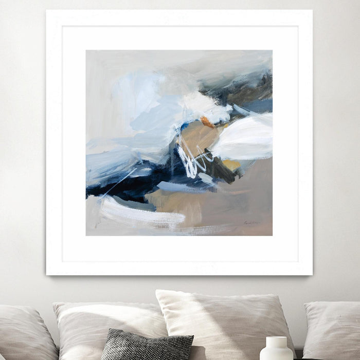 Œuvre d’art murale encadrée blanche et mate « Surfacing » 30 x 30