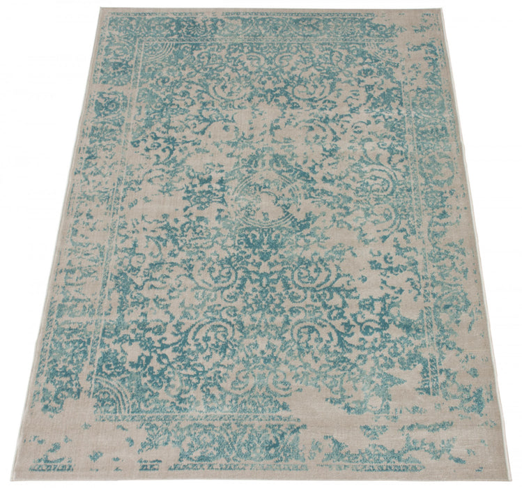 Carpette Corinne turquoise 5 pi 3 po x 7 pi 7 po