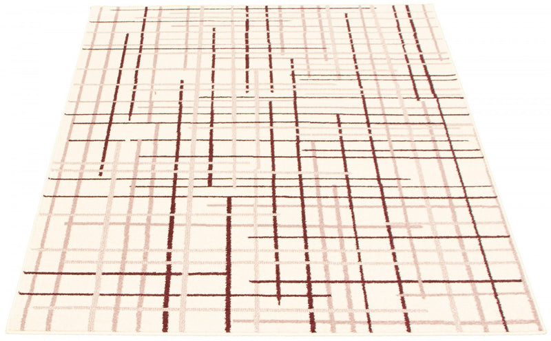 Carpette Taite crème-Bordeaux - 3 pi 11 pox 5 pi 7 po
