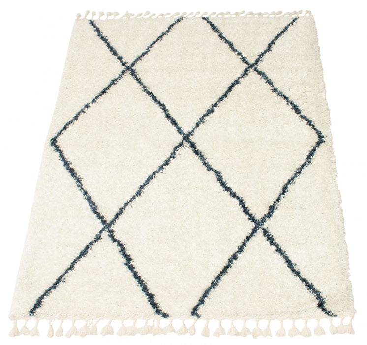 Carpette à poil long Helma Losange crème 3 pi 11 po x 5 pi 11 po