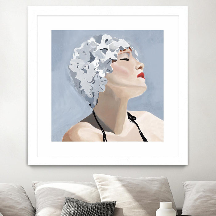 Œuvre d’art murale encadrée blanche et mate « Getting My Tan On » 30 x 30