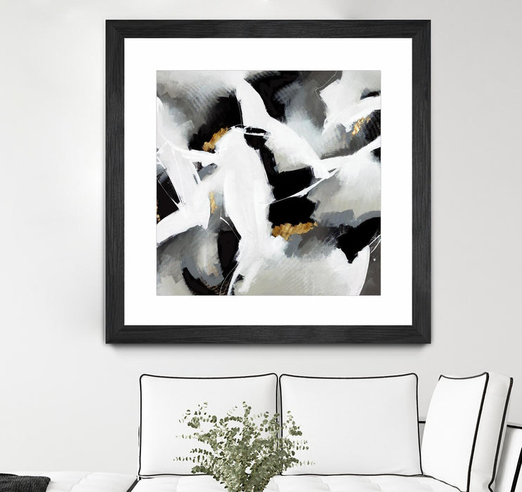 Œuvre d’art murale encadrée noire et mate « Driven To Dig In » 36 x 36