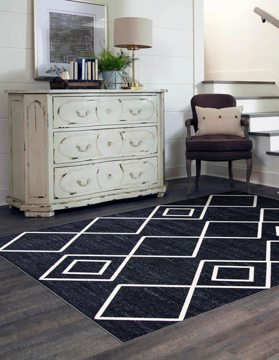 Carpette Kenza bleue lavable à la machine - 5 pi 0 po x 7 pi 0 po