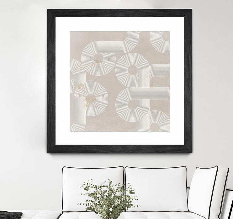 Œuvre d’art murale encadrée noire et mate « Fluxus I » 30 x 30