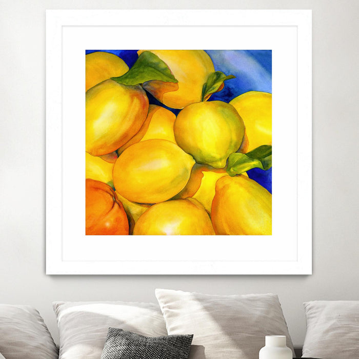 Œuvre d’art murale encadrée blanche et mate « Zest For Life » 36 x 36