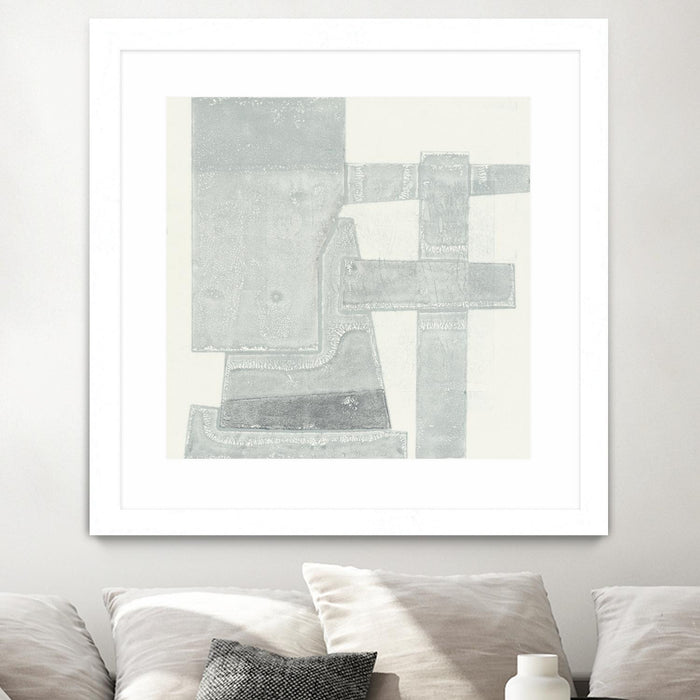 Œuvre d’art murale encadrée blanche et mate « Orien » 36 x 36