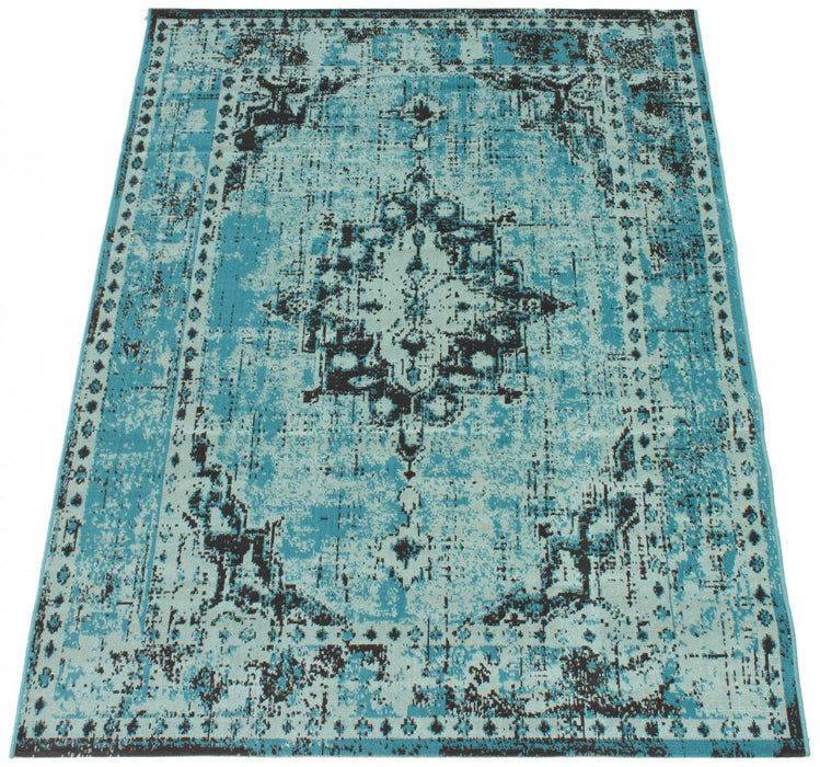 Carpette Chenta turquoise 5 pi 3 po x 7 pi 7 po