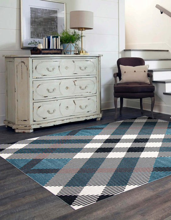 Carpette Kors bleue lavable à la machine - 3 pi 0 po x 5 pi 0 po