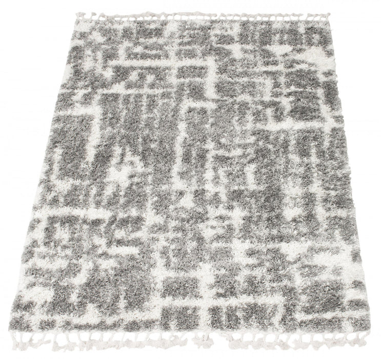 Carpette à poil long Helma Urban gris foncécrème 3 pi 11 po x 5 pi 11 po