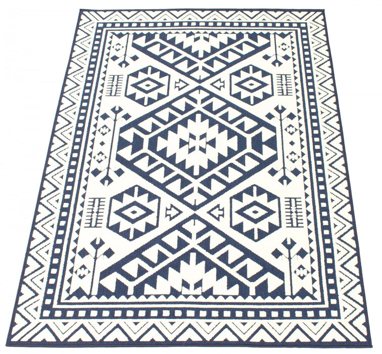 Carpette Gaia bleue 5 pi 3 po x 7 pi 7 po