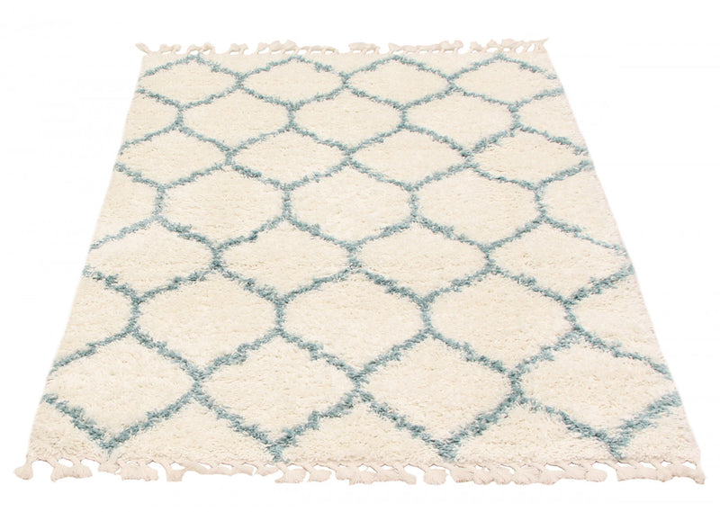 Carpette à poil long Helma Trellis crème 8 pi 0 po x 10 pi 0 po