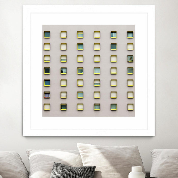 Œuvre d’art murale encadrée blanche et mate « Windows Ii » 36 x 36