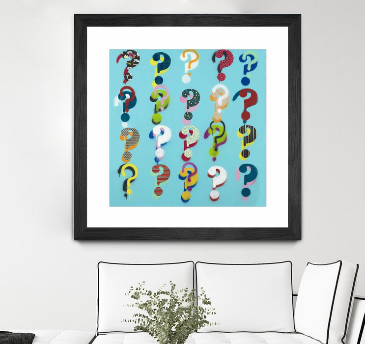 Œuvre d’art murale encadrée noire et mate « Pop The Question » 30 x 30