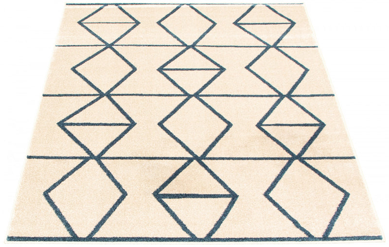 Carpette Anandi ivoire-bleu - 3 pi 11 pox 5 pi 7 po