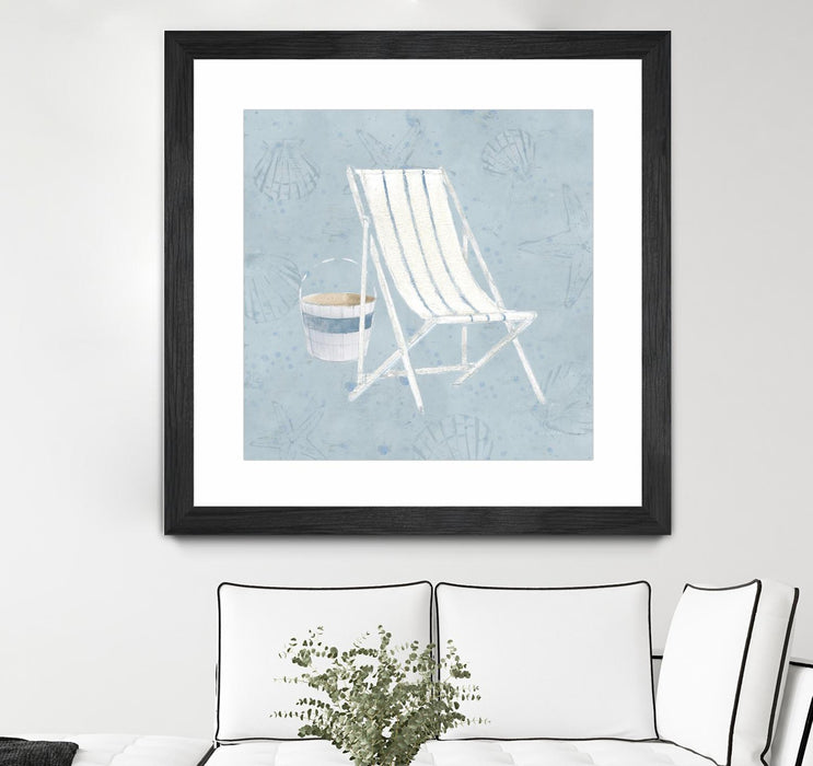 Œuvre d’art murale encadrée noire et mate « Serene Seaside Iii » 36 x 36