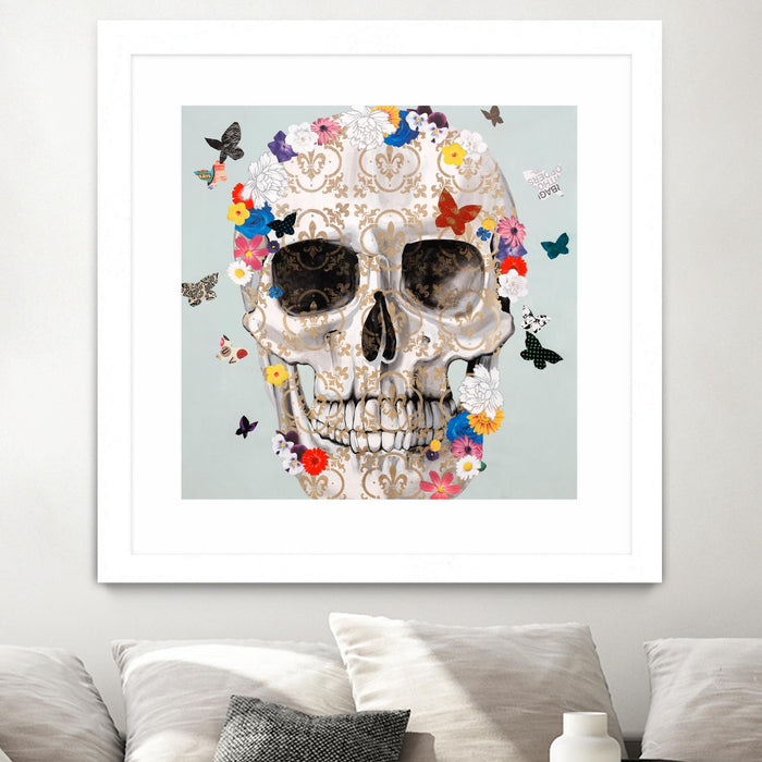 Œuvre d’art murale encadrée blanche et mate « Party Favor » 30 x 30