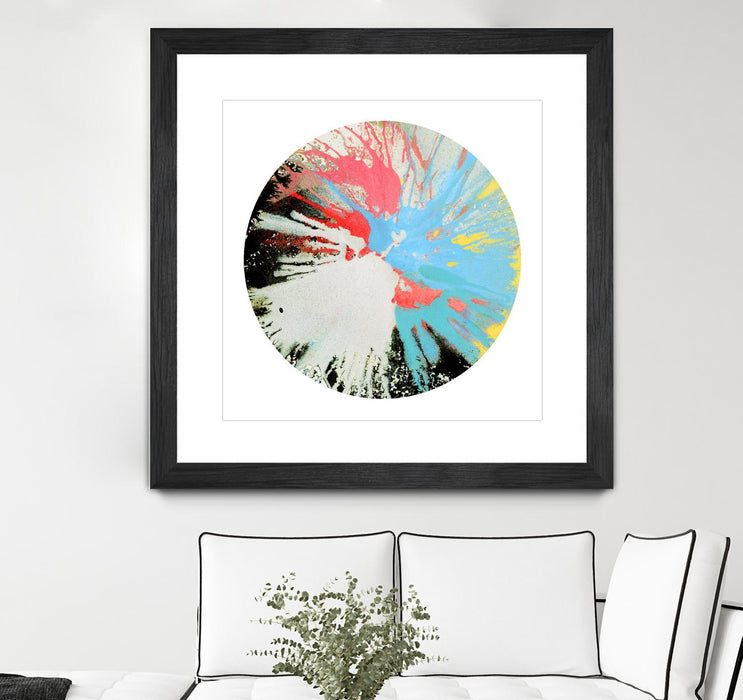 Œuvre d’art murale encadrée noire et mate « Spin Art 10 » 30 x 30