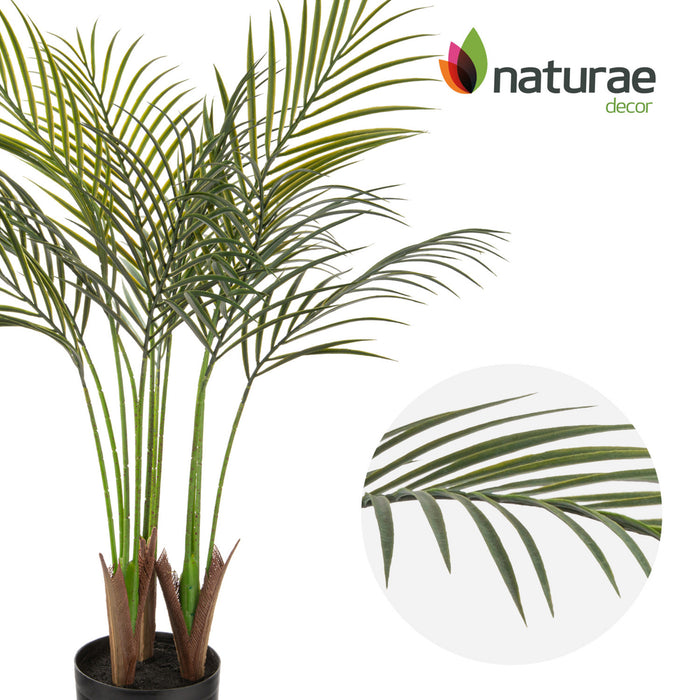 Palmier areca artificiel de 59 po pour l’intérieur et l’extérieur en pot noir