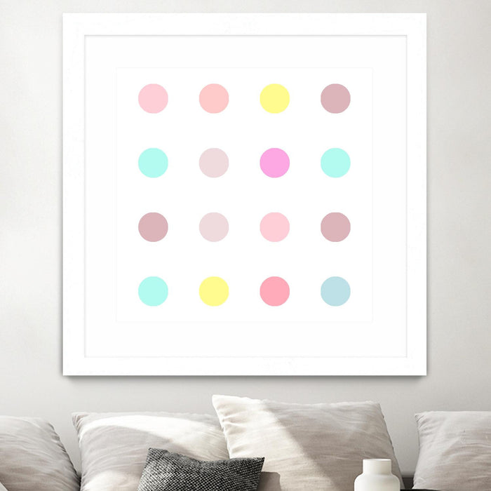 Œuvre d’art murale encadrée blanche et mate « Pink Iv » 30 x 30