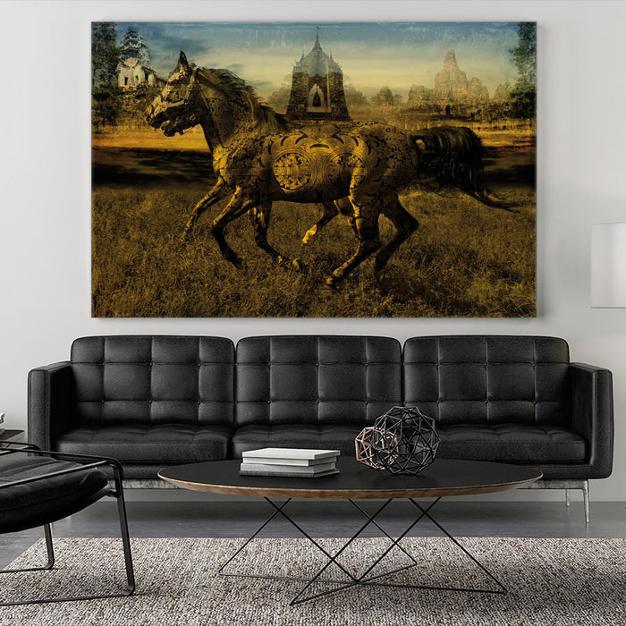 Œuvre d’art murale Giant Art « 2 Horses » 84 x 54