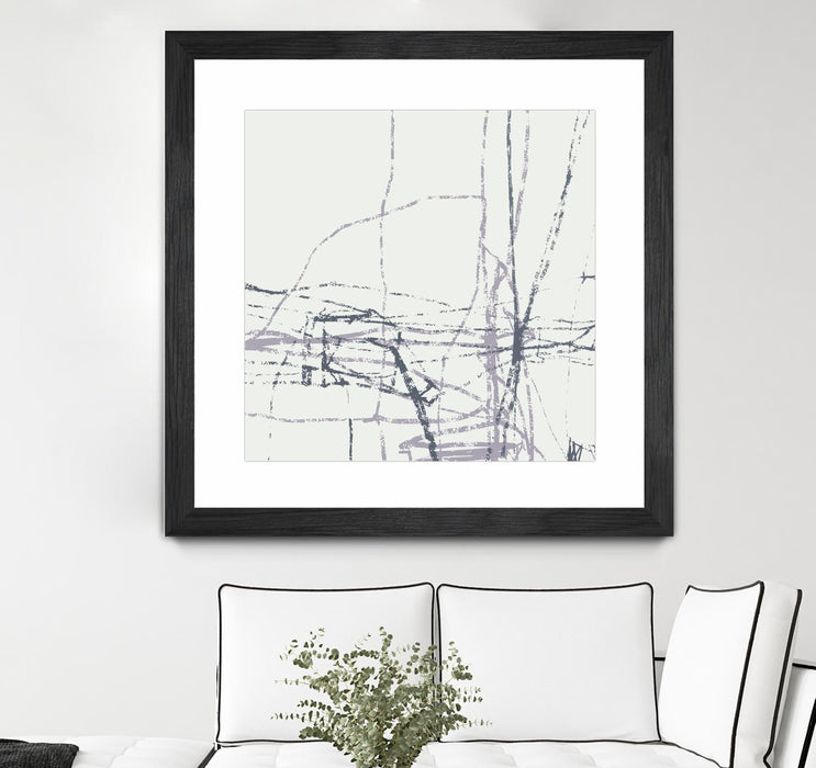 Œuvre d’art murale encadrée noire et mate « Chalk Doodles H » 36 x 36