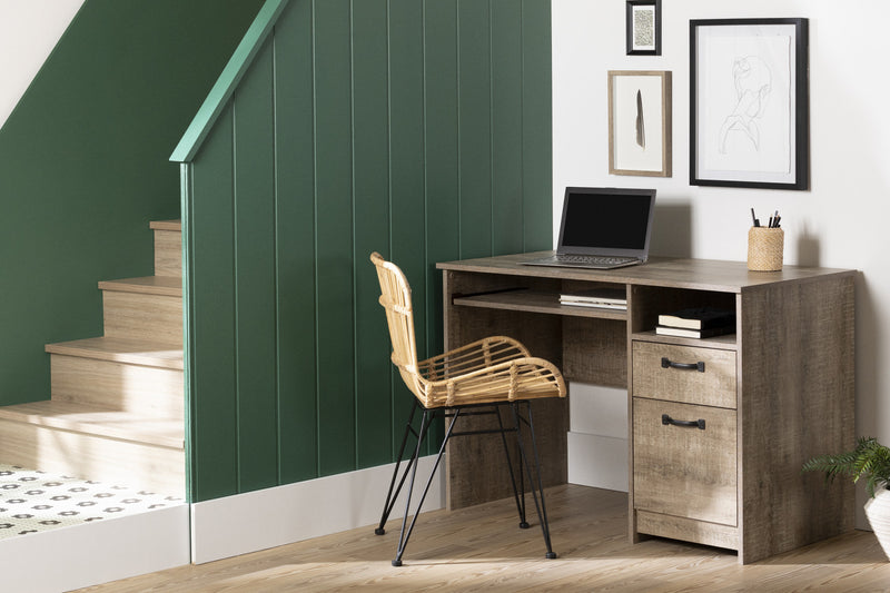 Bureau Tassio avec plateau pour clavier - chêne vieilli 