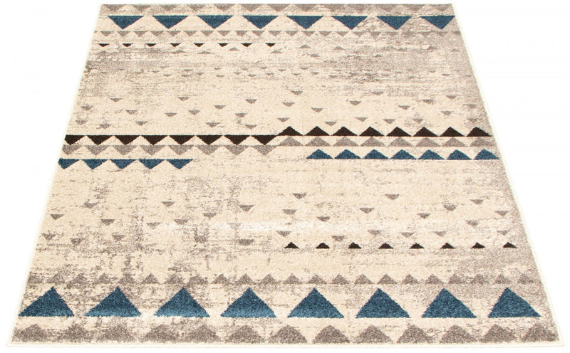 Carpette Raja ivoire-bleu - 3 pi 11 pox 5 pi 7 po
