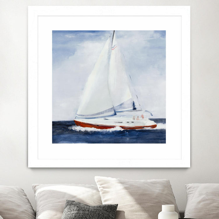 Œuvre d’art murale encadrée blanche et mate « Chasing The Sun » 36 x 36