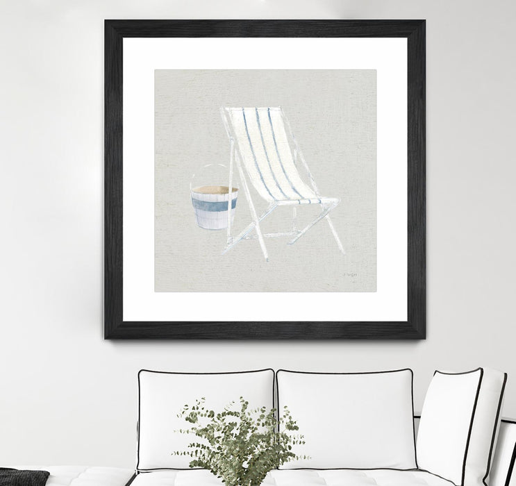Œuvre d’art murale encadrée noire et mate « Serene Seaside Iii Tan » 30 x 30