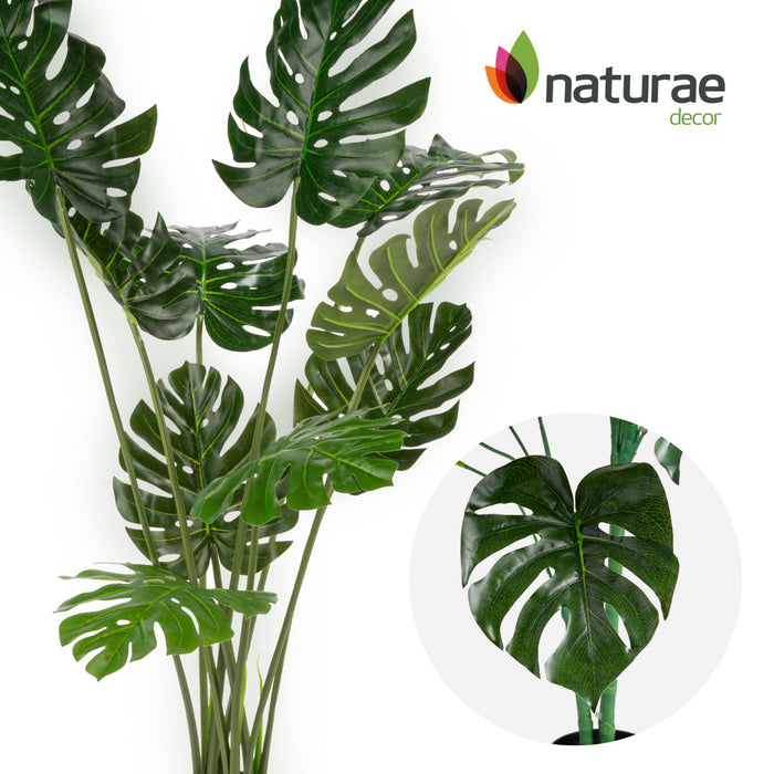 Monstera artificiel de 47 po pour l’intérieur et l’extérieur en pot noir
