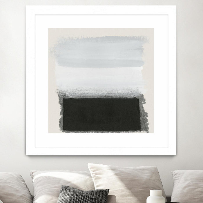 Œuvre d’art murale encadrée blanche et mate « Star Night Interlude » 30 x 30