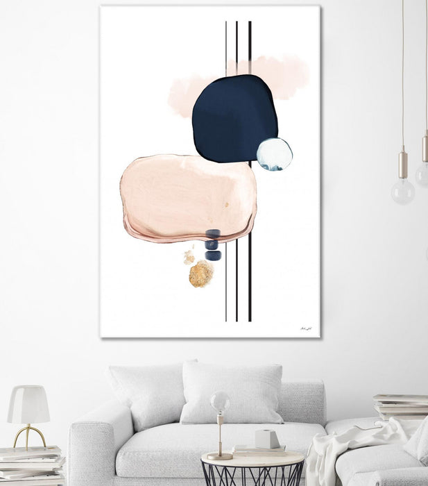 Œuvre d’art murale Giant Art « Abstract Study Blush And Navy Blue » 84 x 54