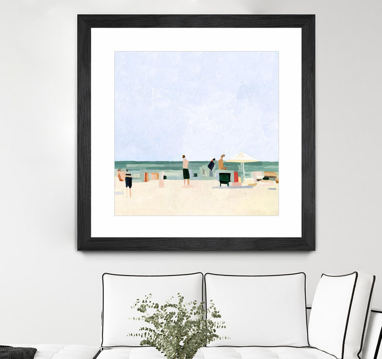Œuvre d’art murale encadrée noire et mate « Family Vacation I » 30 x 30
