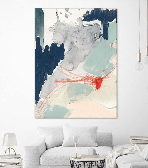 Œuvre d’art murale Giant Art « Ash Blue & Crimson I » 72 x 54