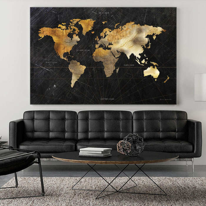 Œuvre d’art murale Giant Art « Dramatic World Map » 72 x 48