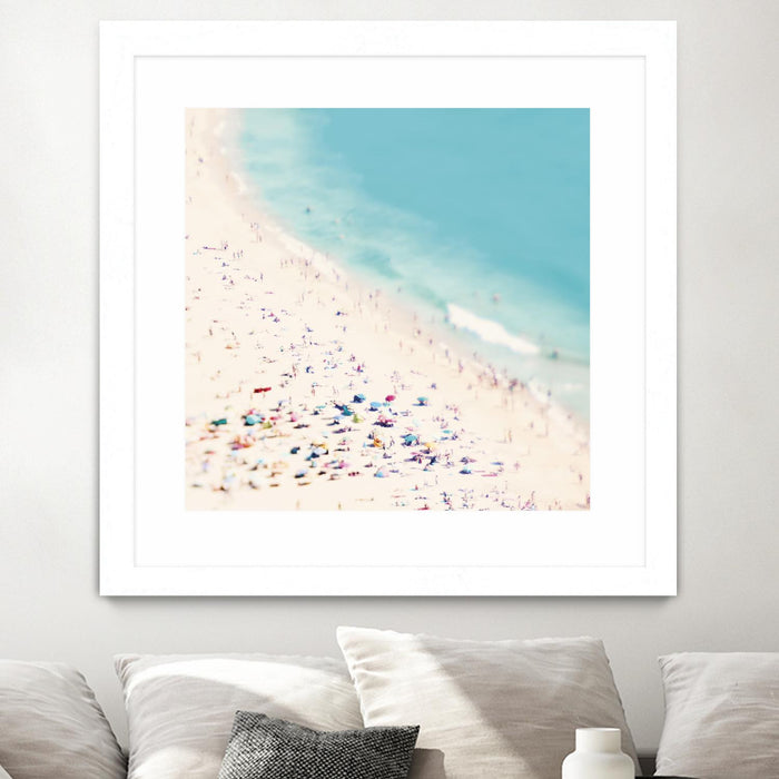 Œuvre d’art murale encadrée blanche et mate « Beach Love » 30 x 30