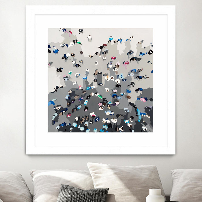 Œuvre d’art murale encadrée blanche et mate « Crowd Sourcing » 36 x 36