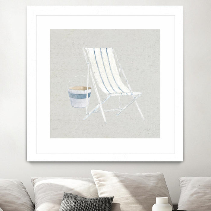 Œuvre d’art murale encadrée blanche et mate « Serene Seaside Iii Tan » 36 x 36