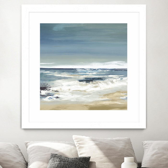 Œuvre d’art murale encadrée blanche et mate « East Coast Ii » 36 x 36