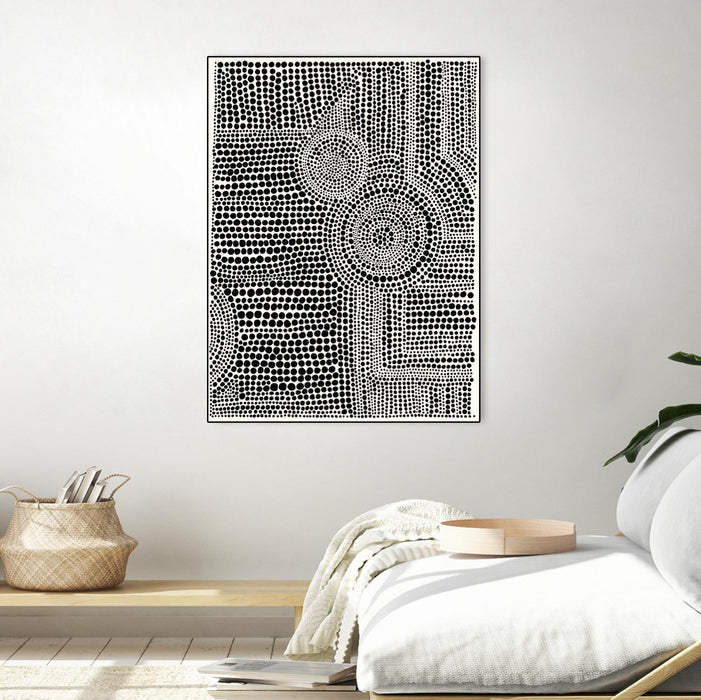 Œuvre d'art murale sur toile encadrée noire « Clustered Dots A » 30 x 40