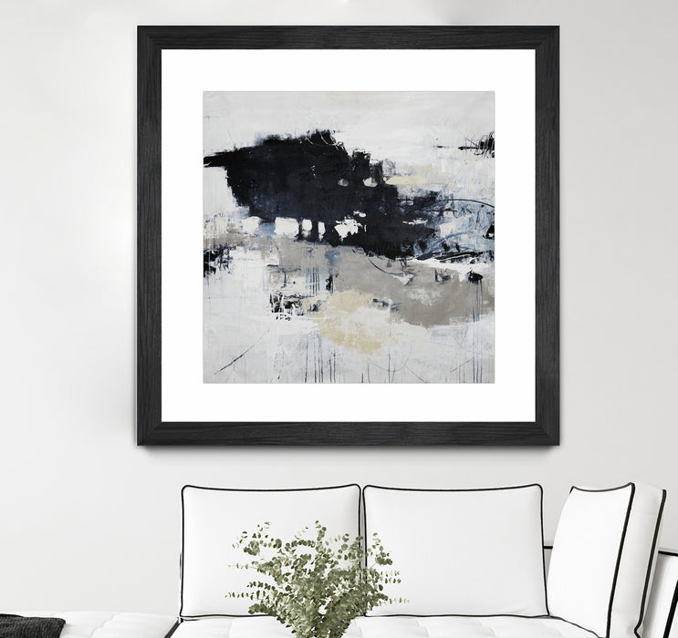 Œuvre d’art murale encadrée noire et mate « Big Bonanza » 30 x 30