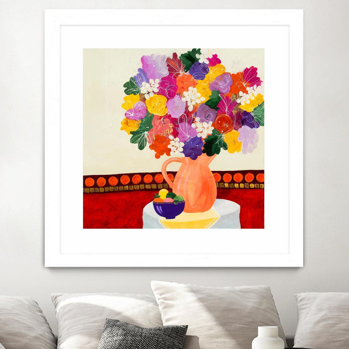 Œuvre d’art murale encadrée blanche et mate « Taking In The Love » 30 x 30